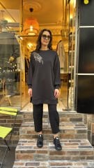 10629 Oysho Yapraklı Sweat - Siyah