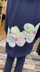 10641 Çiçek Nakışlı Sweat - Lacivert