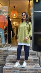 10720 Altı Gömlekli Cepli Sweat - Yağ Yeşili