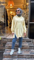 10731 Fermuarlı Sweat - Sarı