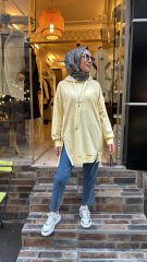 10731 Fermuarlı Sweat - Sarı