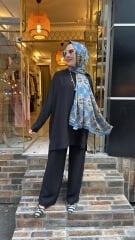 50027 Krep Şık Takım - Siyah