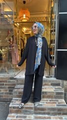 50027 Krep Şık Takım - Siyah