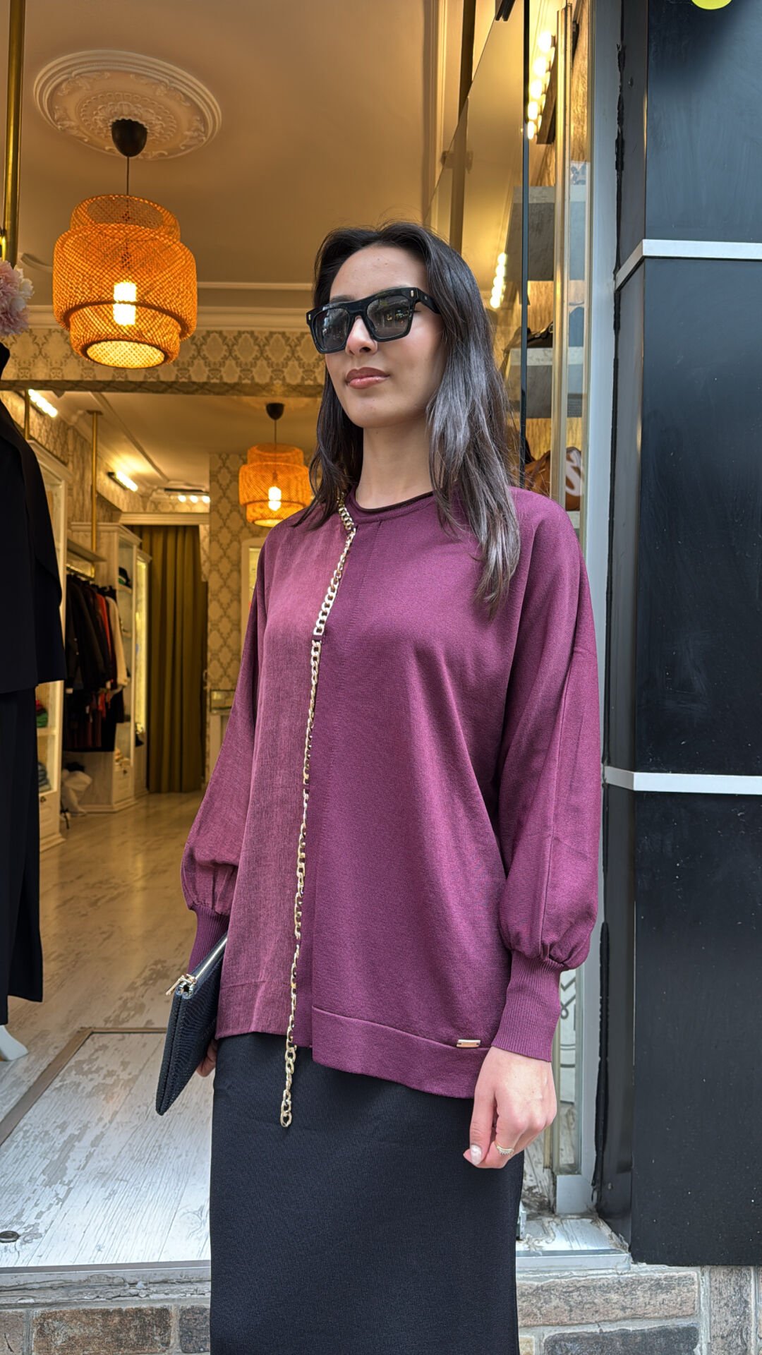 3100 Zincirli Tunik - Bordo