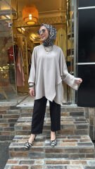 1800 Krep Şık Tunik - Vizon