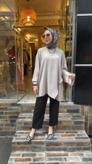 1800 Krep Şık Tunik - Vizon