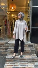 1800 Krep Şık Tunik - Vizon