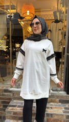 10718 Tül Fırfırlı Sweat - Ekru