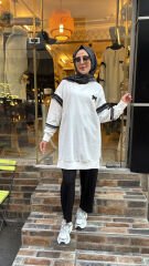 10718 Tül Fırfırlı Sweat - Ekru