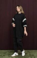 10718 Tül Fırfırlı Sweat - Siyah