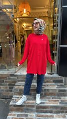 1789 Yanı Düğmeli Hırka - Kırmızı