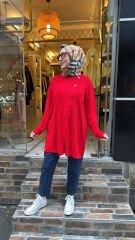 1789 Yanı Düğmeli Hırka - Kırmızı