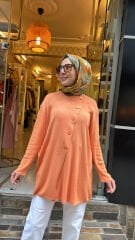 1789 Yanı Düğmeli Hırka - Turuncu