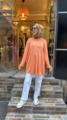 1789 Yanı Düğmeli Hırka - Turuncu