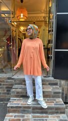 1789 Yanı Düğmeli Hırka - Turuncu