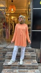 1789 Yanı Düğmeli Hırka - Turuncu