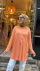 1789 Yanı Düğmeli Hırka - Turuncu