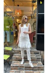 4549 Altı Fırfırlı İçlik - Ekru