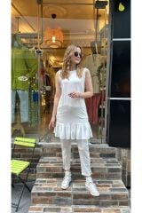 4549 Altı Fırfırlı İçlik - Ekru