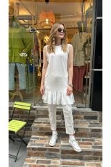 4549 Altı Fırfırlı İçlik - Ekru