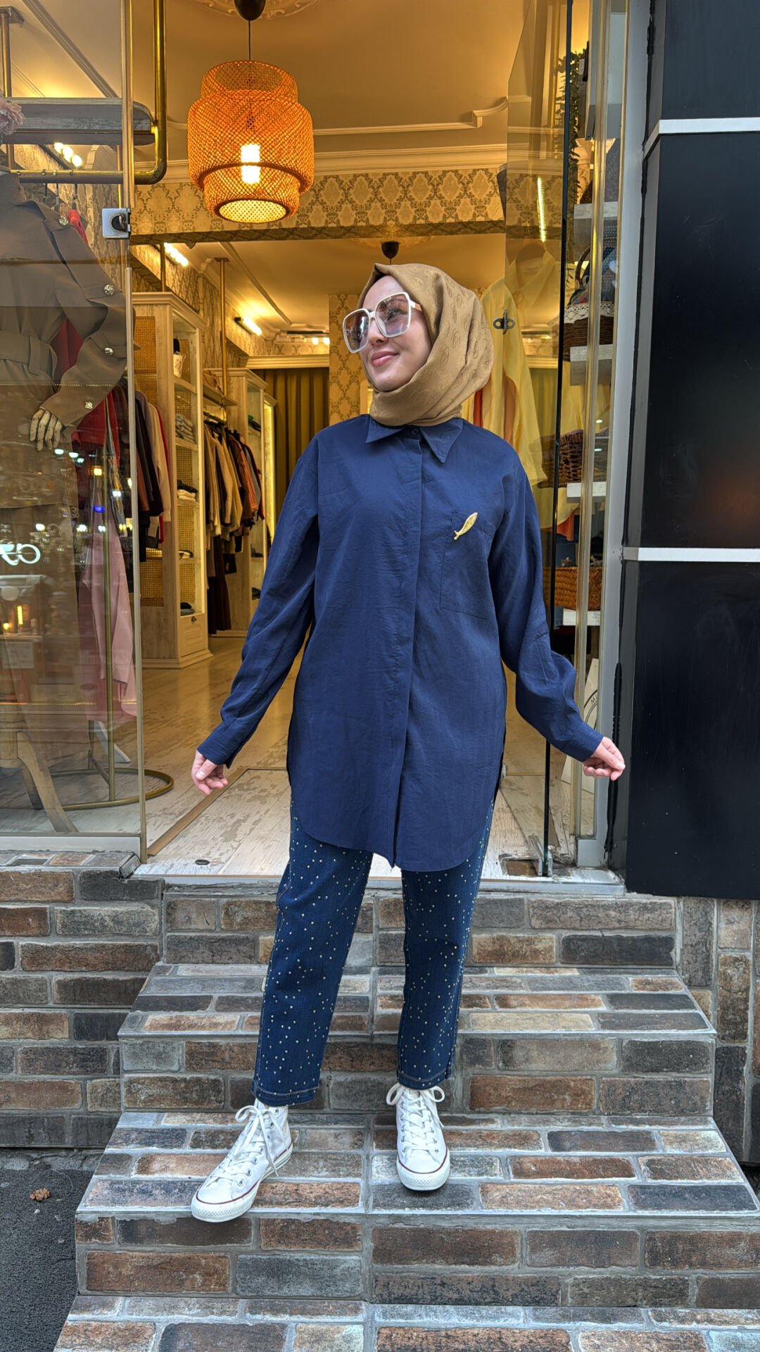 5292 Broşlu Gömlek - Lacivert