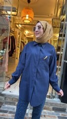 5292 Broşlu Gömlek - Lacivert