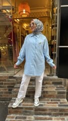 5292 Broşlu Gömlek - Açık Mavi