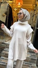 8579 Kürk Detay Takım - Bej