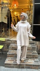 8579 Kürk Detay Takım - Bej