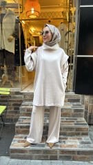 8579 Kürk Detay Takım - Bej