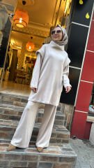 8579 Kürk Detay Takım - Bej