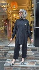 5292 Broşlu Gömlek - Siyah