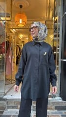 5292 Broşlu Gömlek - Siyah