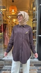 5292 Broşlu Gömlek - Kahve