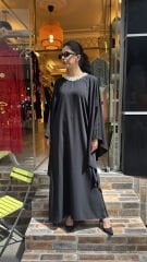 4784 Perla Abaya Elbise - Siyah