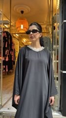 4784 Perla Abaya Elbise - Siyah