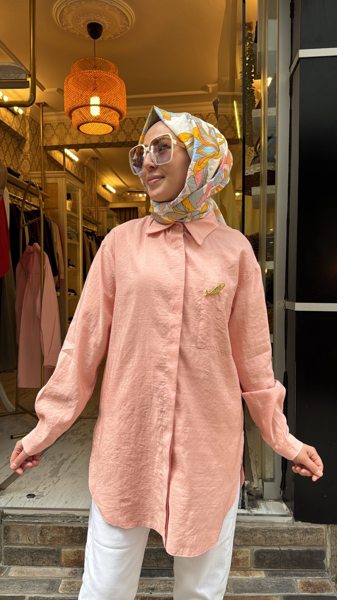 5292 Broşlu Gömlek - Somon