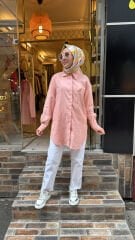 5292 Broşlu Gömlek - Somon