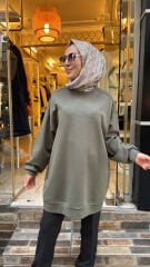 35782 Baskı Ve Taşlı Sweat - Haki