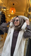 10841 Kürklü Yelek - Taş