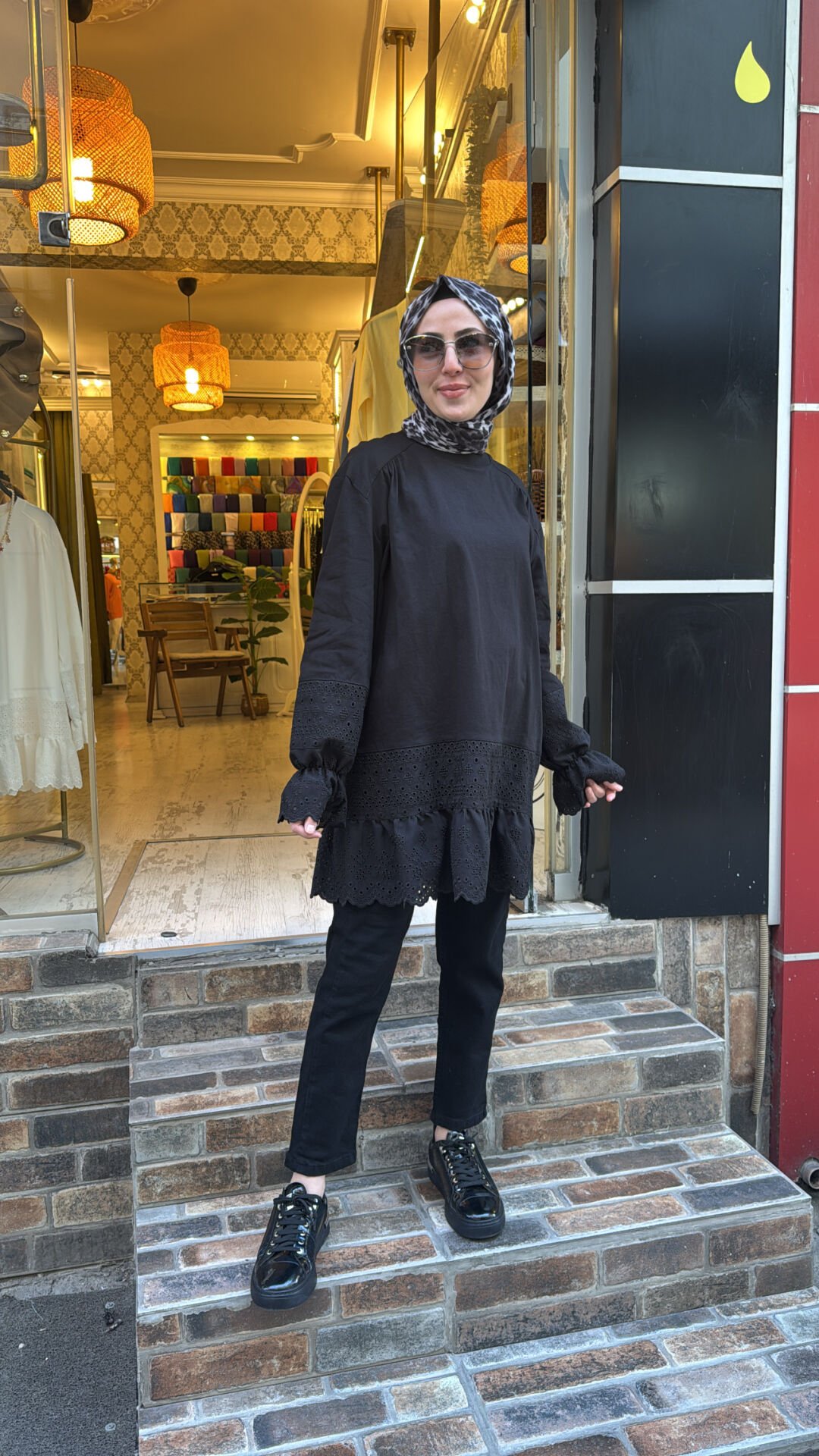 10773 Fistolu Penye Tunik - Siyah