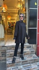 10773 Fistolu Penye Tunik - Siyah