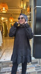 10773 Fistolu Penye Tunik - Siyah