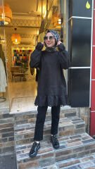 10773 Fistolu Penye Tunik - Siyah