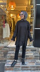 10773 Fistolu Penye Tunik - Siyah