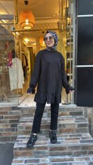 10773 Fistolu Penye Tunik - Siyah