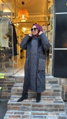 10836 Kürk Detay Şişme Kaban - Siyah