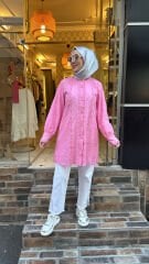 2001 Fistolu Fırfırlı Gömlek - Fuşya