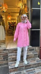 2001 Fistolu Fırfırlı Gömlek - Fuşya