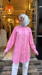 2001 Fistolu Fırfırlı Gömlek - Fuşya